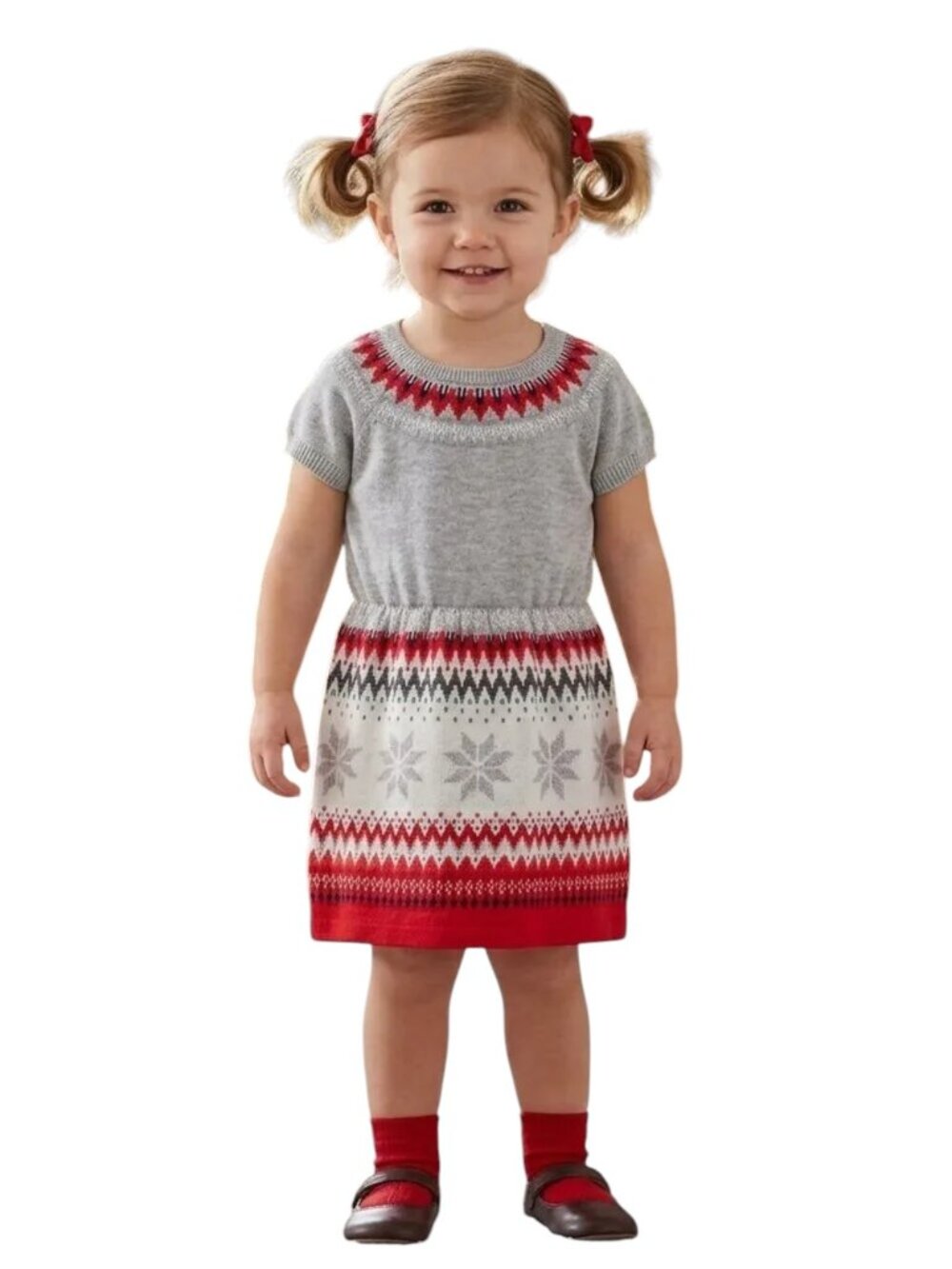 NEW Gymboree Fair Isle Knit Short Sleeve Holiday Christmas Sweater Dress Toddler